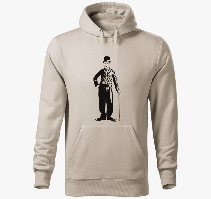 Charlie Chaplin kapucnis pulóver — Drapp szürke
