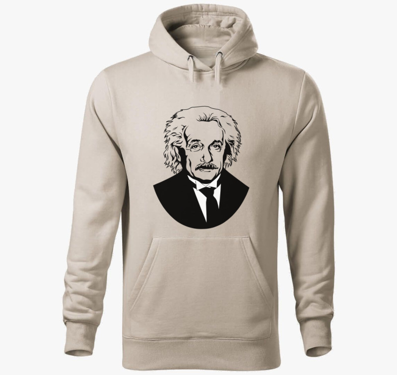 Einstein kapucnis pulóver — Drapp szürke