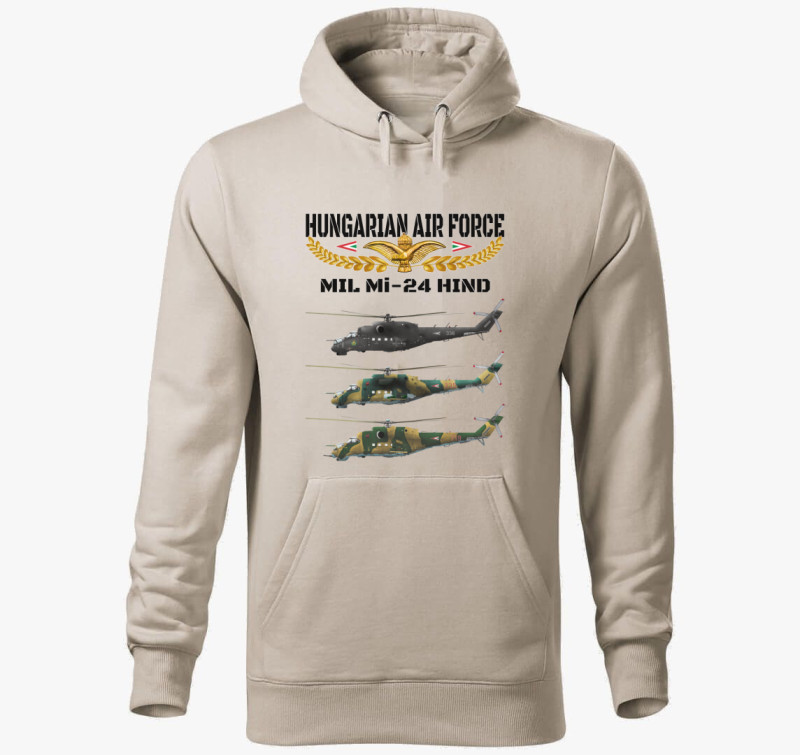 Aranysas Mi-24 2 kapucnis pulóver — Drapp szürke