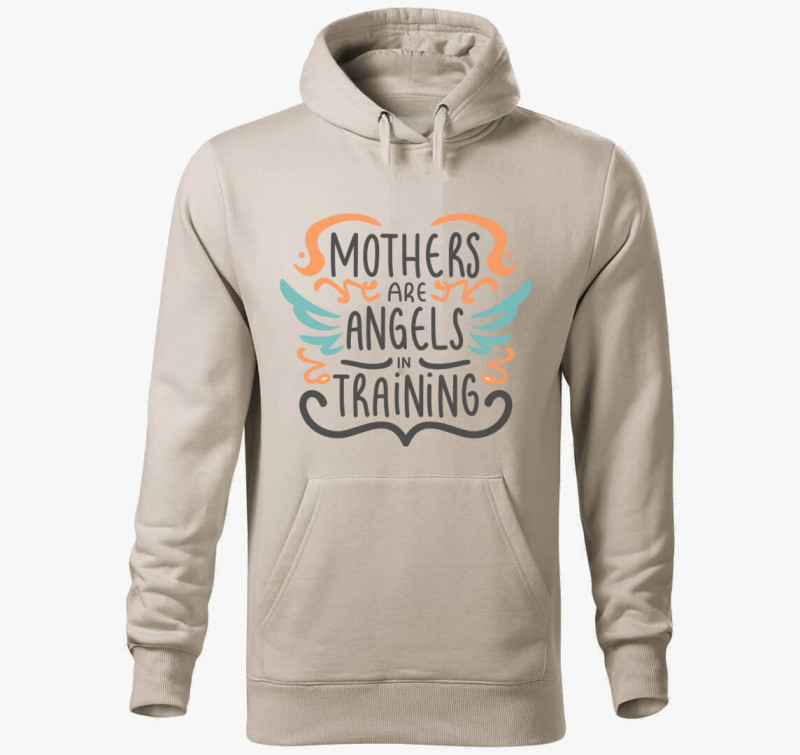 Mothers are Angels kapucnis pulóver — Drapp szürke