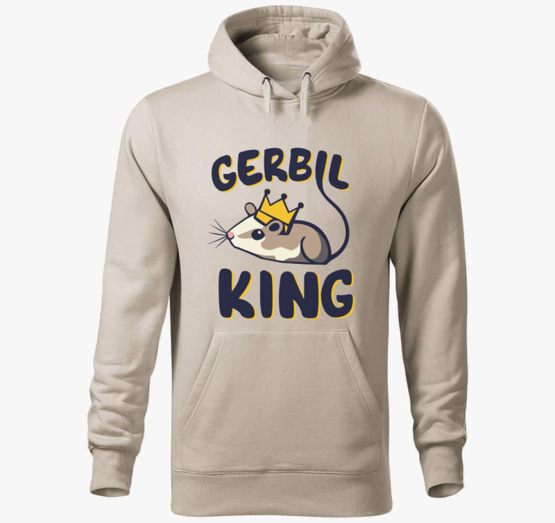 Gerbil king kapucnis pulóver — Drapp szürke