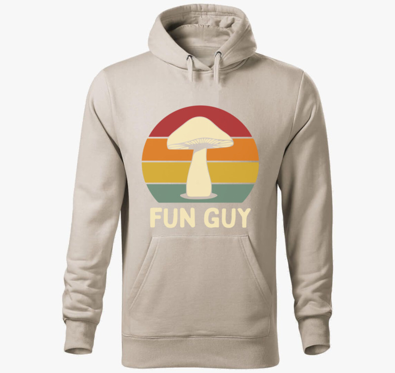 Fun Guy Gomba kapucnis pulóver — Drapp szürke