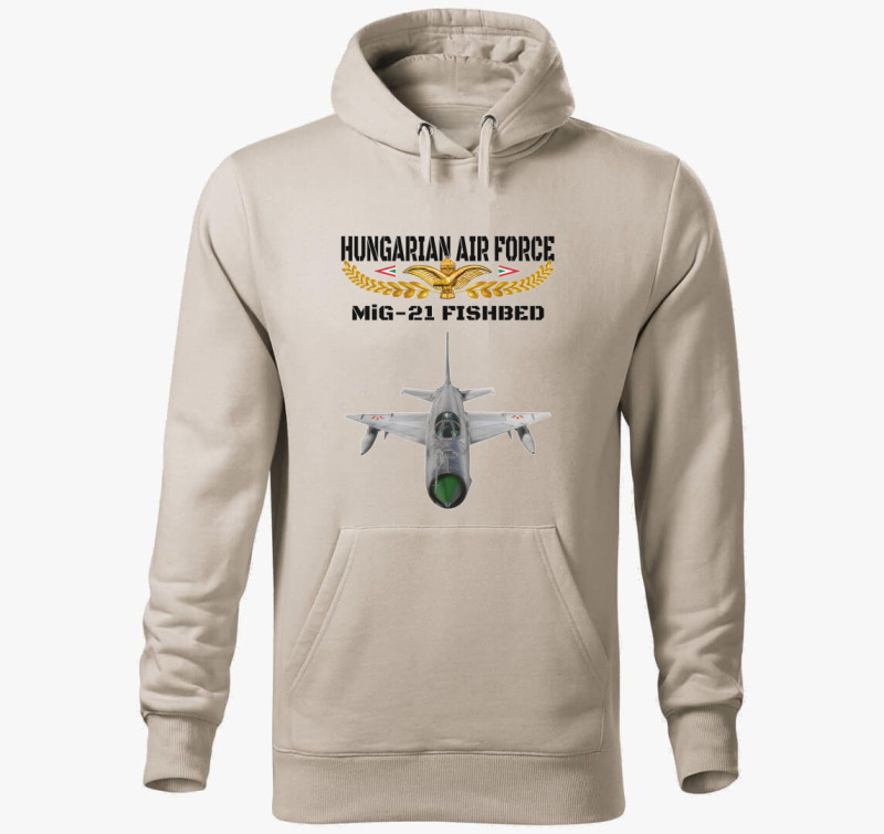 Aranysas MiG-21 3 kapucnis pulóver — Drapp szürke