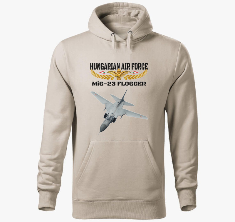 Aranysas MiG-23 3 kapucnis pulóver — Drapp szürke