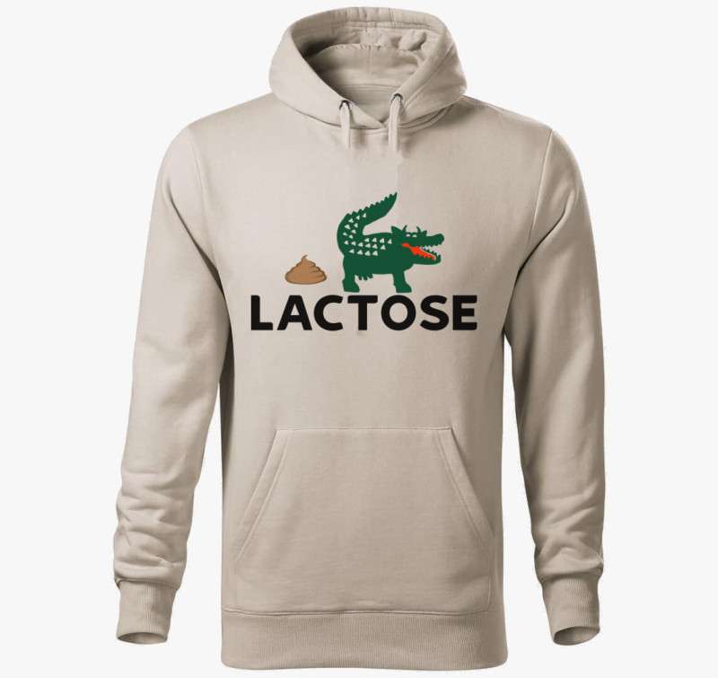 Vicces Lactose kapucnis pulóver — Drapp szürke