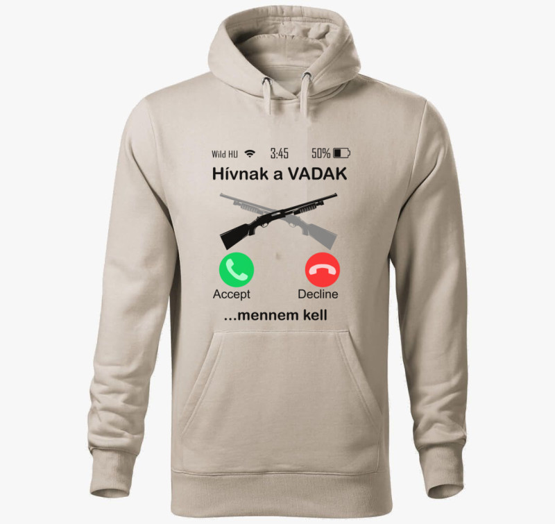 Hívnak a vadak puska kapucnis pulóver — Drapp szürke