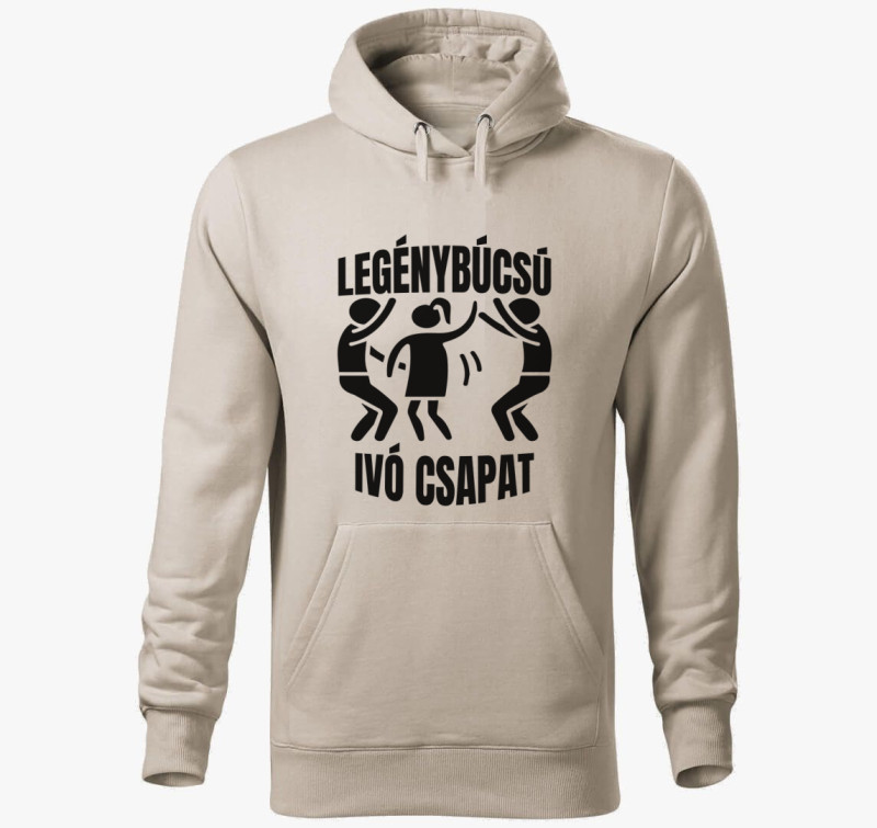 Legénybúcsú ivó csapat legénybúcsúra kapucnis pulóver — Drapp szürke