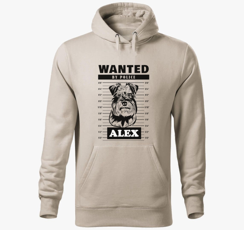 Schnauzer wanted kapucnis pulóver — Drapp szürke