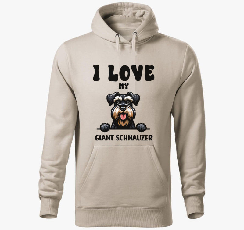 I love my giant schnauzer kapucnis pulóver — Drapp szürke