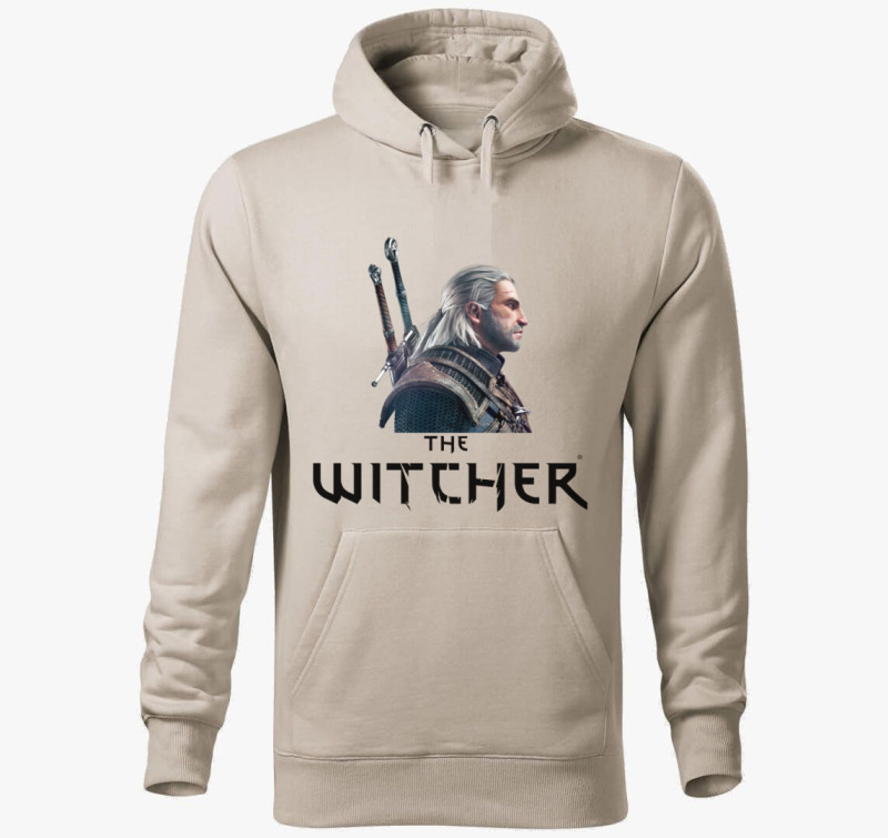 The Witcher gamer kapucnis pulóver — Drapp szürke