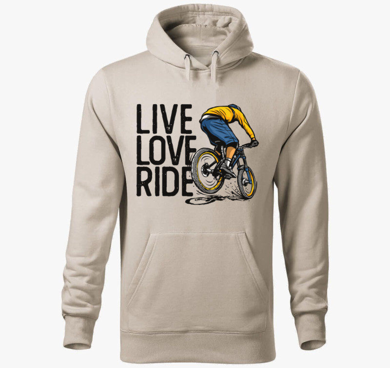 Live love ride kapucnis pulóver — Drapp szürke