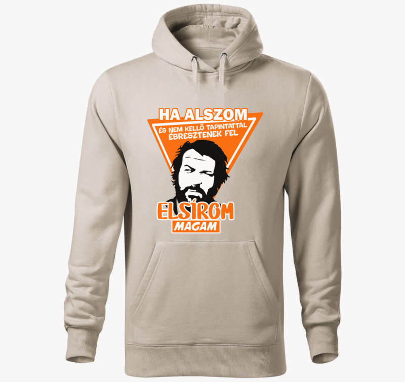Bud Spencer mintás kapucnis pulóver — Drapp szürke