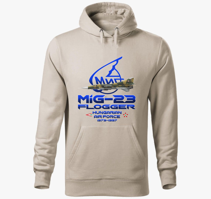 MiG-23 Flogger kapucnis pulóver — Drapp szürke