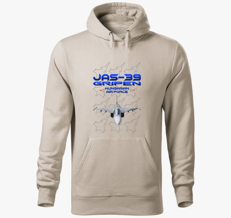 JAS-39 Gripen 2 kapucnis pulóver — Drapp szürke