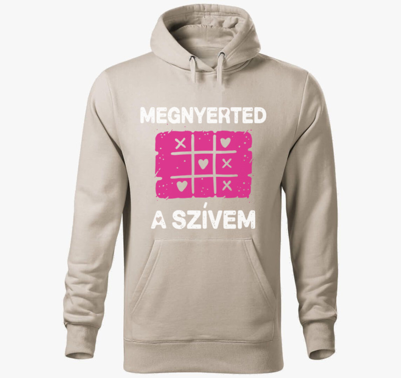 Megnyerted a szívem kapucnis pulóver — Drapp szürke