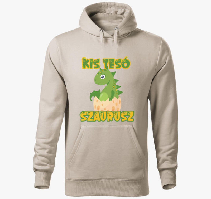 Kis tesó szaurusz kapucnis pulóver — Drapp szürke