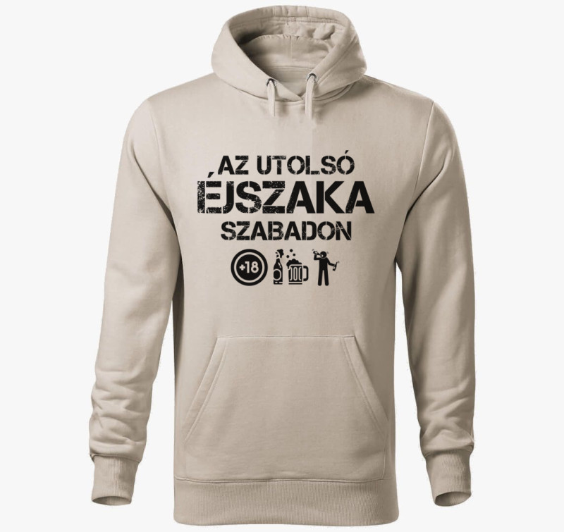 Az utolsó éjszaka szabadon kapucnis pulóver — Drapp szürke