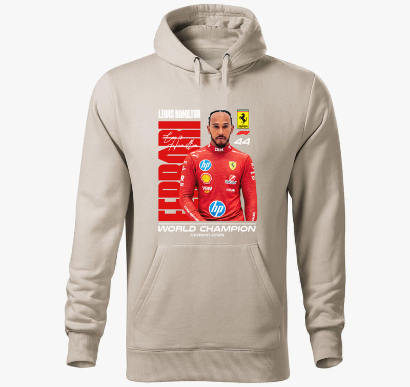 Lewis Hamilton Ferrari kapucnis pulóver — Drapp szürke