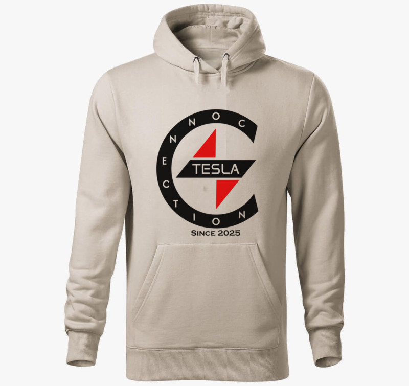 TeslaConnection Original kapucnis pulóver — Drapp szürke