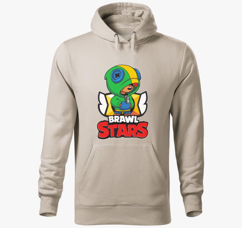Brawl Stars - Leon kapucnis pulóver — Drapp szürke