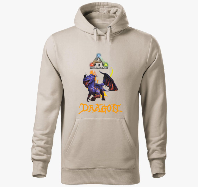 Ark Dragon kapucnis pulóver — Drapp szürke
