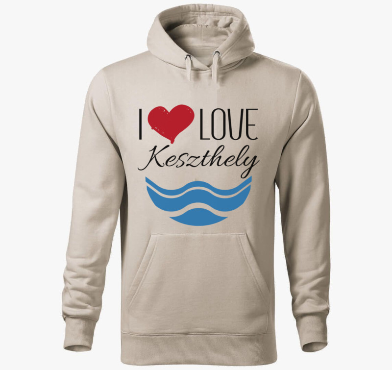 I love Keszthely kapucnis pulóver — Drapp szürke