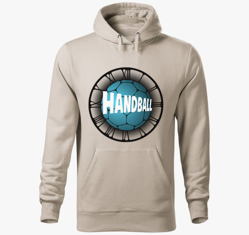 Handball design kapucnis pulóver — Drapp szürke