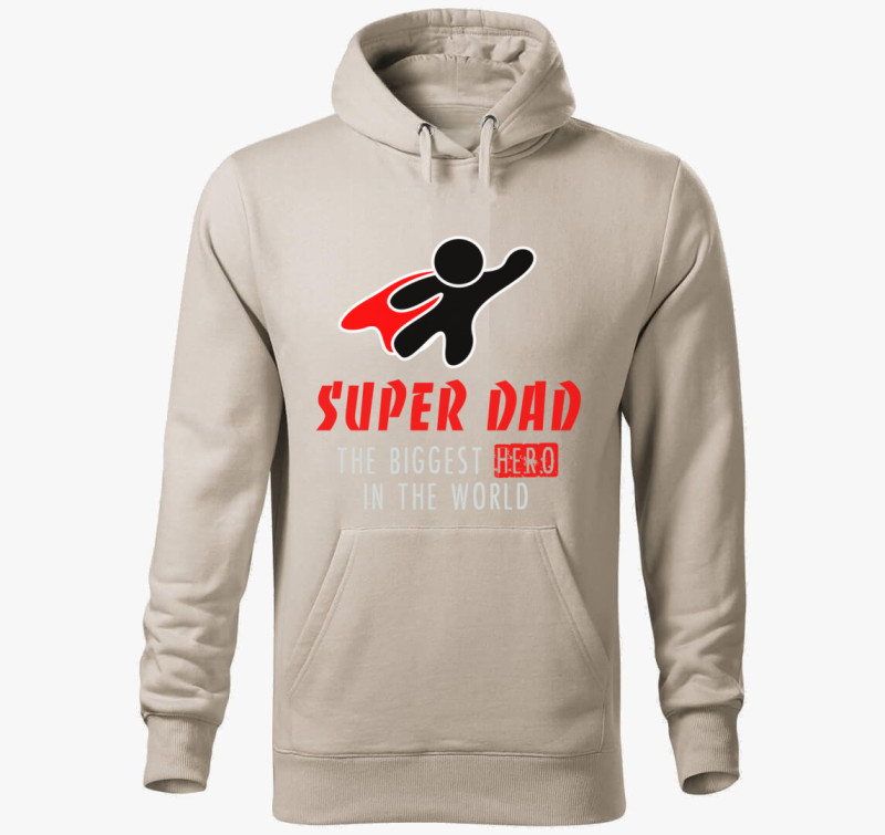 Super Dad kapucnis pulóver — Drapp szürke