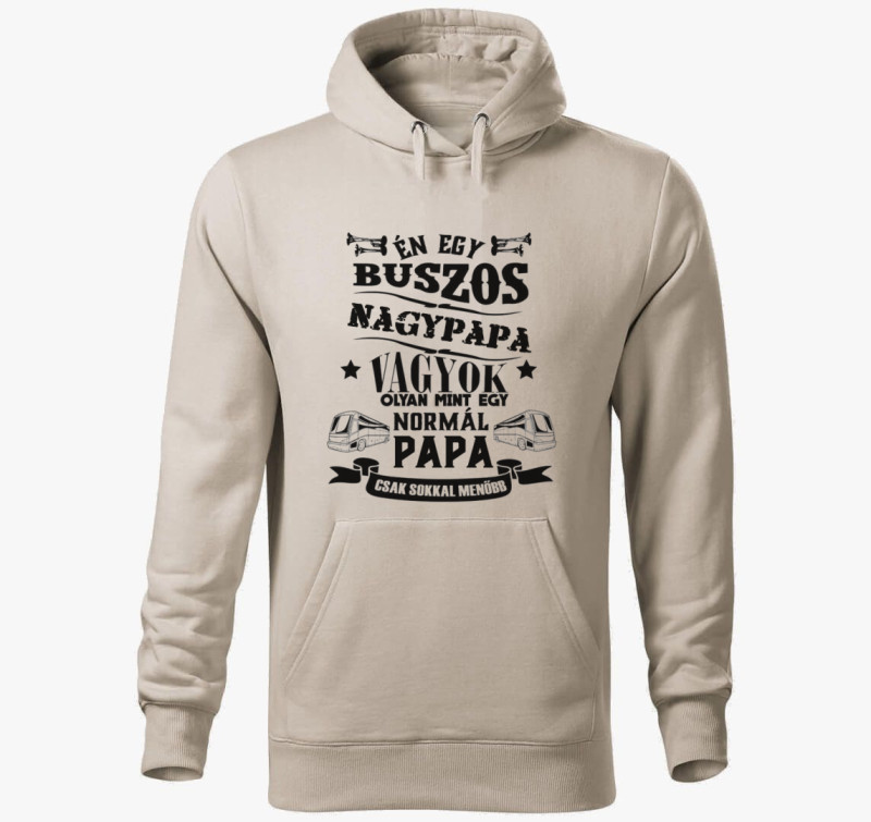 Buszos nagypapa kapucnis pulóver — Drapp szürke