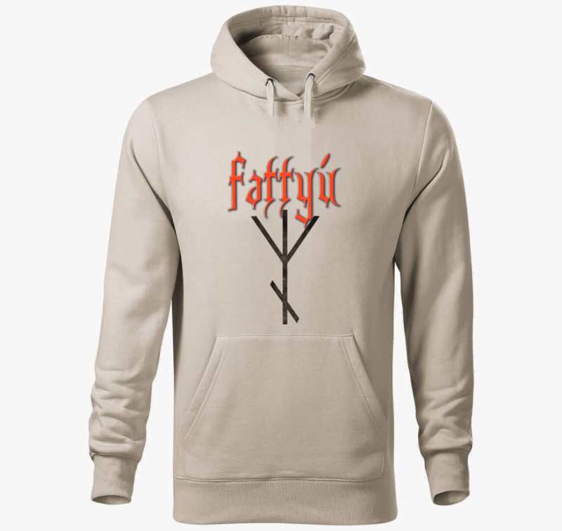 Fattyú - Ősök logó kapucnis pulóver — Drapp szürke