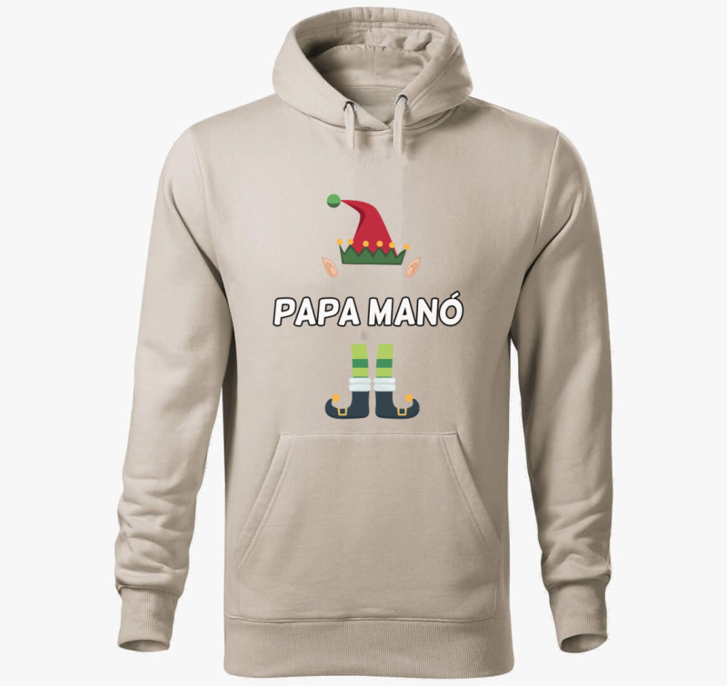 Papa manó kapucnis pulóver — Drapp szürke