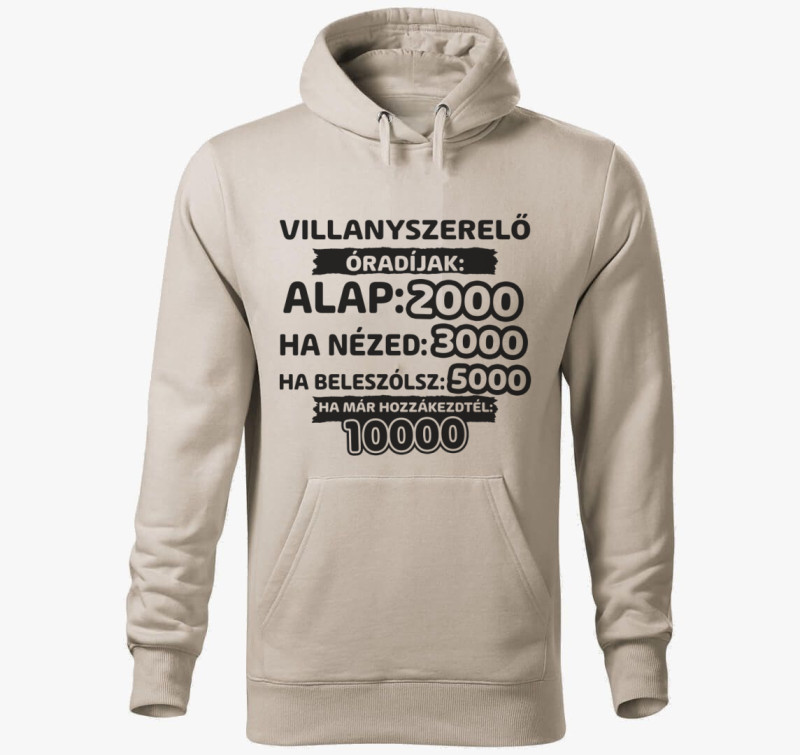Villanyszerelő óradíjak munka kapucnis pulóver — Drapp szürke