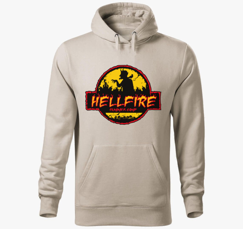 Hellfire summer camp kapucnis pulóver — Drapp szürke