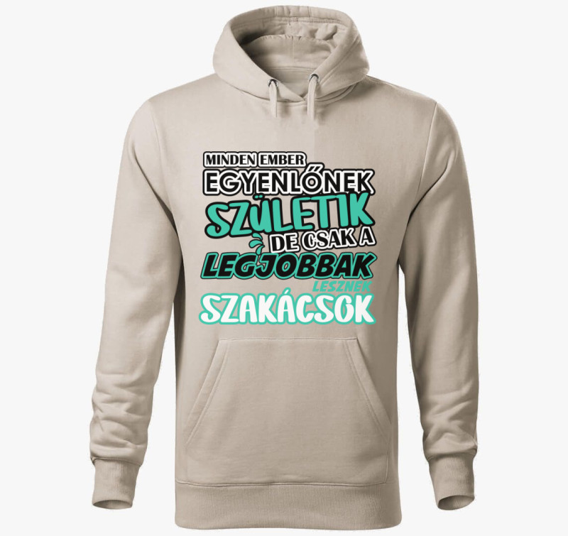 Egyenlőnek születik szakács kapucnis pulóver — Drapp szürke