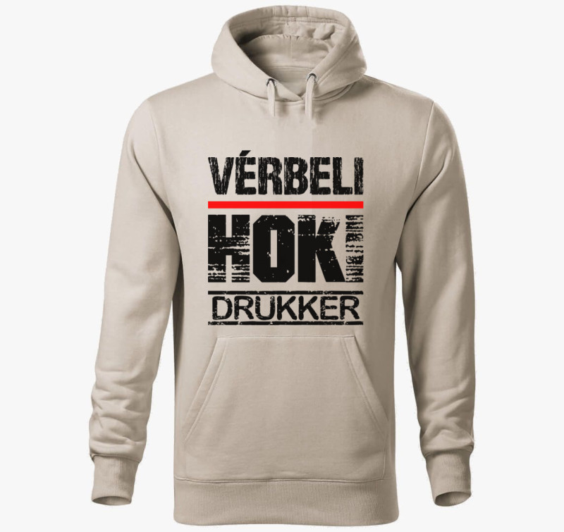 Vérbeli hoki drukker kapucnis pulóver — Drapp szürke