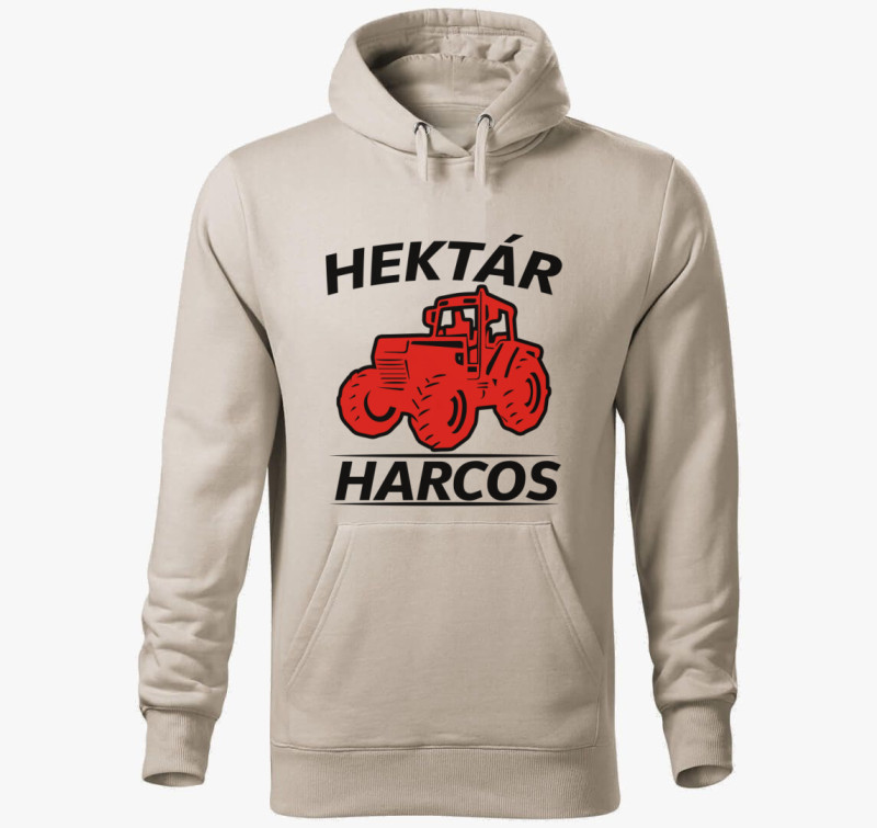 Hektár harcos traktoros kapucnis pulóver — Drapp szürke