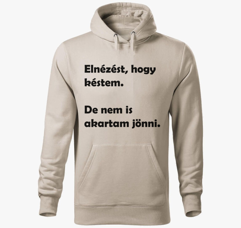 Elnézést, hogy késtem kapucnis pulóver — Drapp szürke