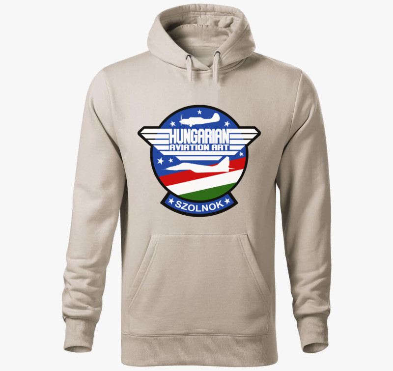 Hungarian Aviation Art Patch kapucnis pulóver — Drapp szürke