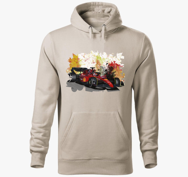 Charles Leclerc kapucnis pulóver — Drapp szürke