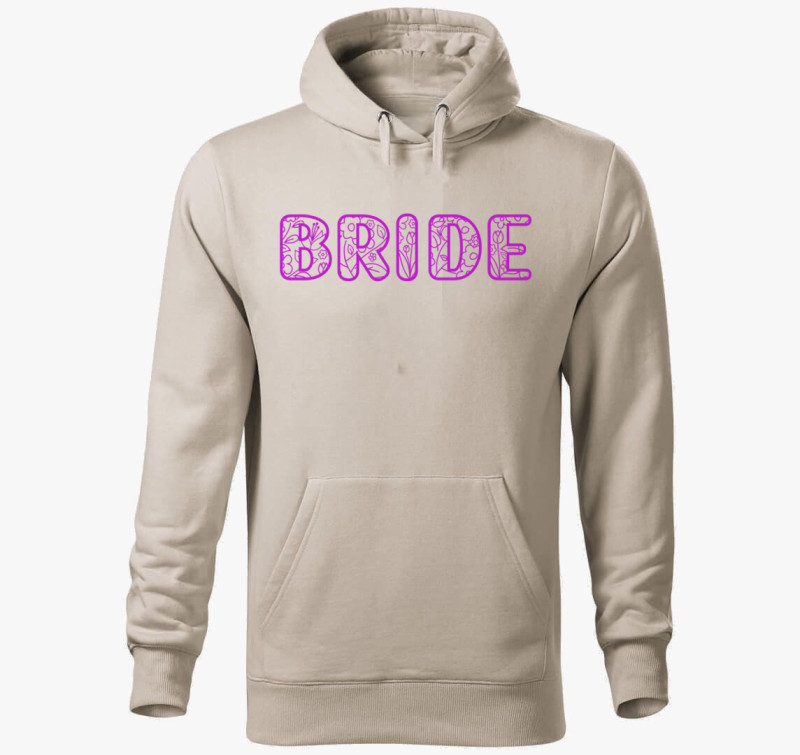 Bride virágos pink kapucnis pulóver — Drapp szürke