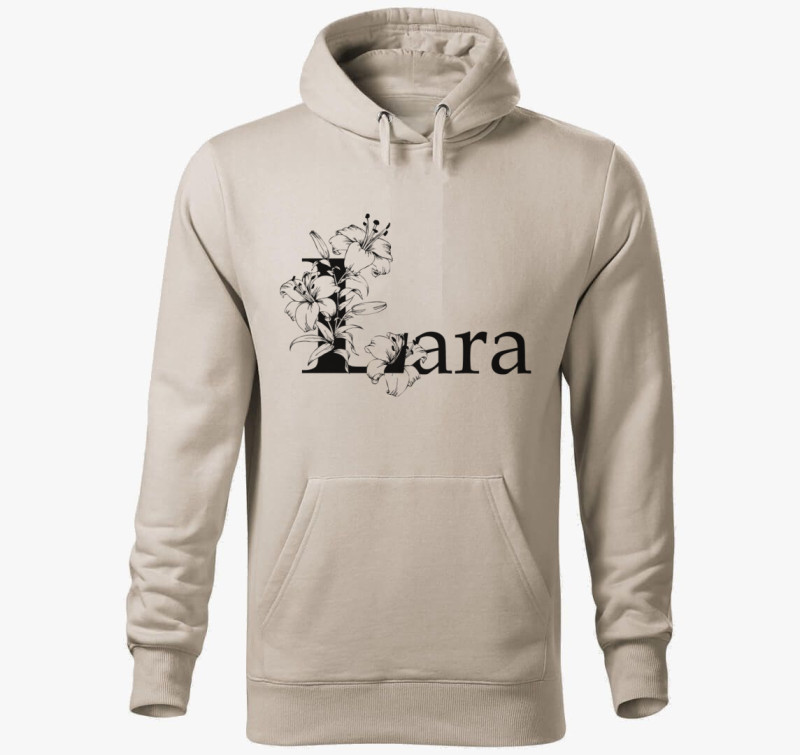 Lara kapucnis pulóver — Drapp szürke