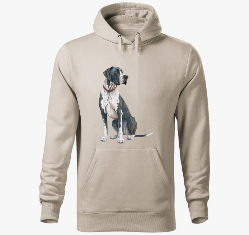 Dán dog kapucnis pulóver — Drapp szürke