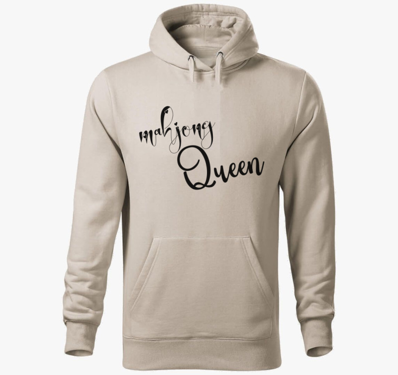 Mahjong queen kapucnis pulóver — Drapp szürke