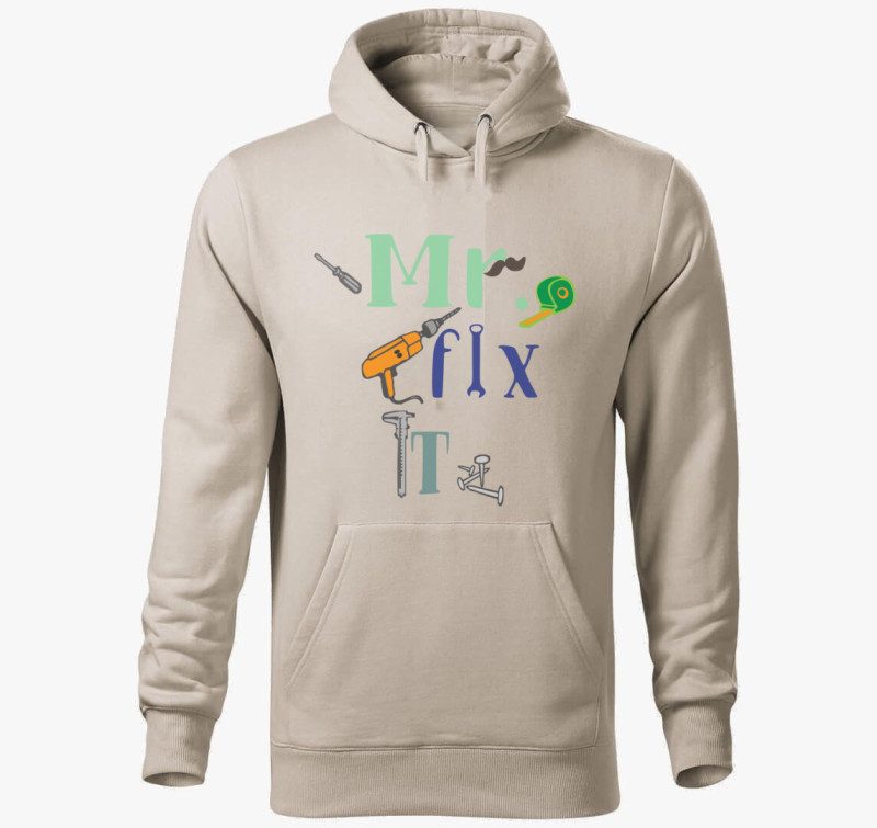 MR FIX IT kapucnis pulóver — Drapp szürke