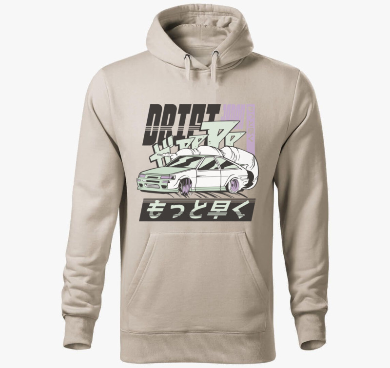 Drift kapucnis pulóver — Drapp szürke