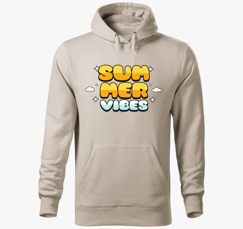 Summer vibes kapucnis pulóver — Drapp szürke