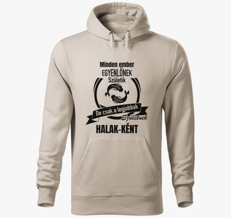 A legjobbak születnek halak-ként - halak horoszkóp kapucnis pulóver — Drapp szürke