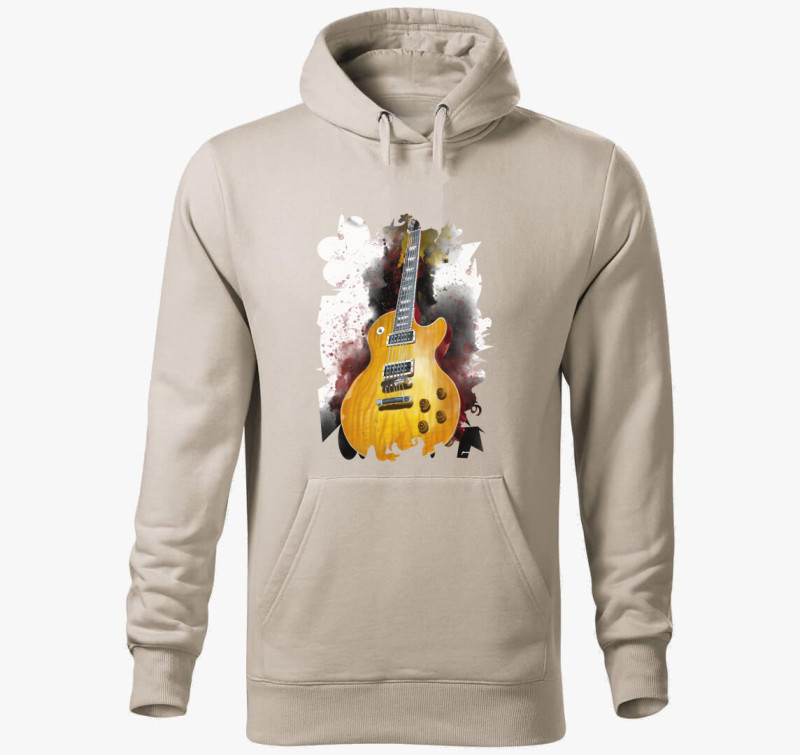 Gibson Les Paul gitár kapucnis pulóver — Drapp szürke