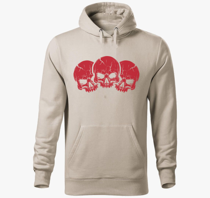 3 red skulls kapucnis pulóver — Drapp szürke