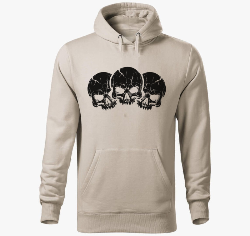 3 black skulls kapucnis pulóver — Drapp szürke